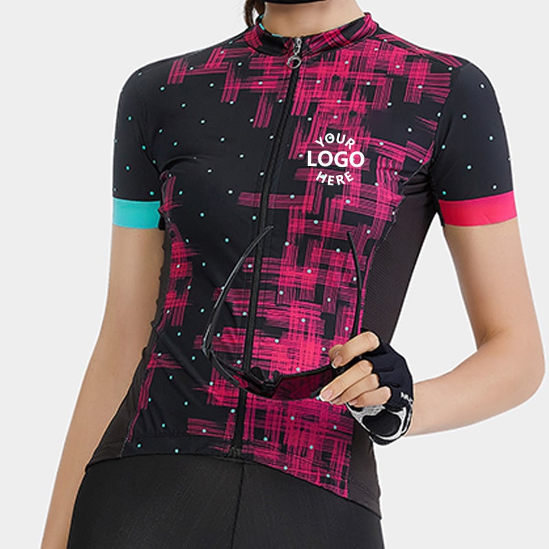 Maillot de cyclisme à manches courtes imprimé pour femme