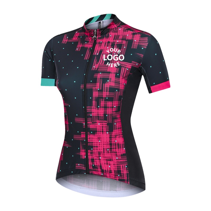 Maillot de cyclisme à manches courtes imprimé pour femme